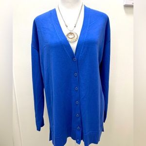 Talbots | Blue knit V-Neck Cardigan | Large p